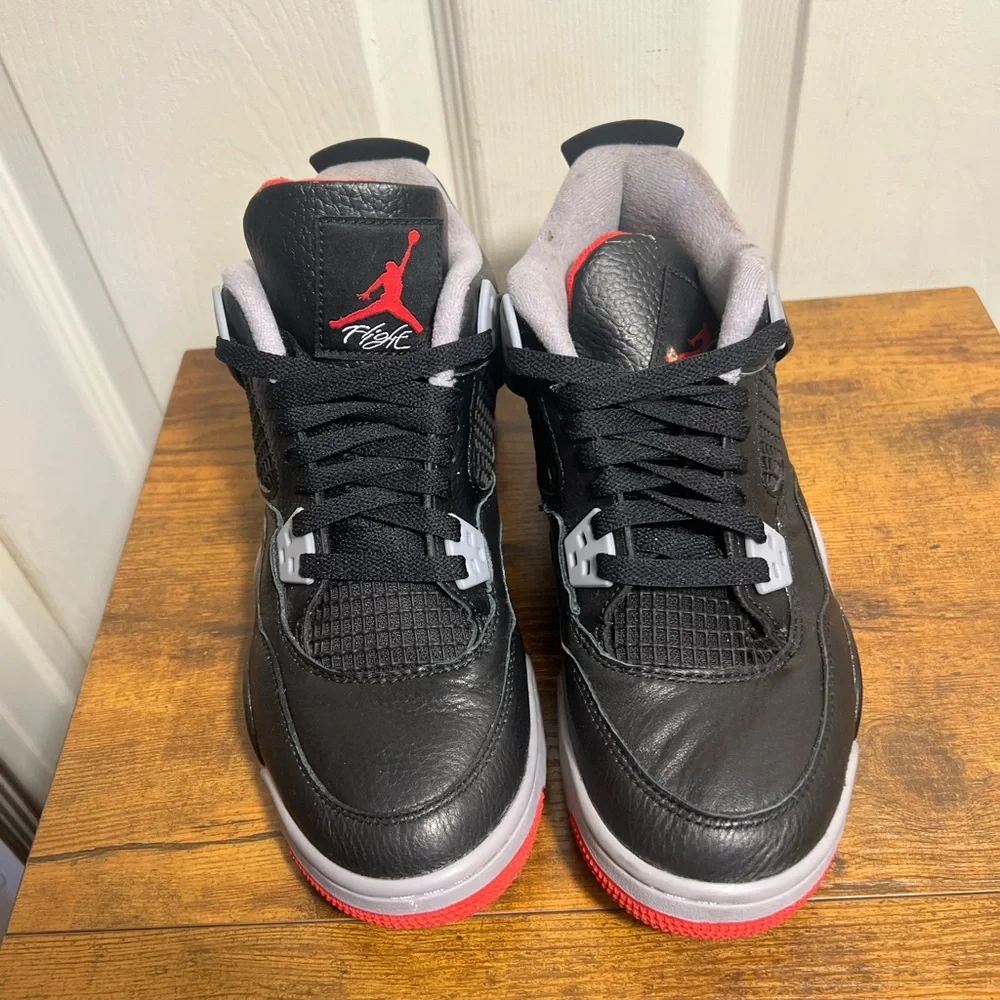 Nike Air Jordan 4 Bred Reimagined Black and Red Sneakers Youth kids - Picture 2 of 7